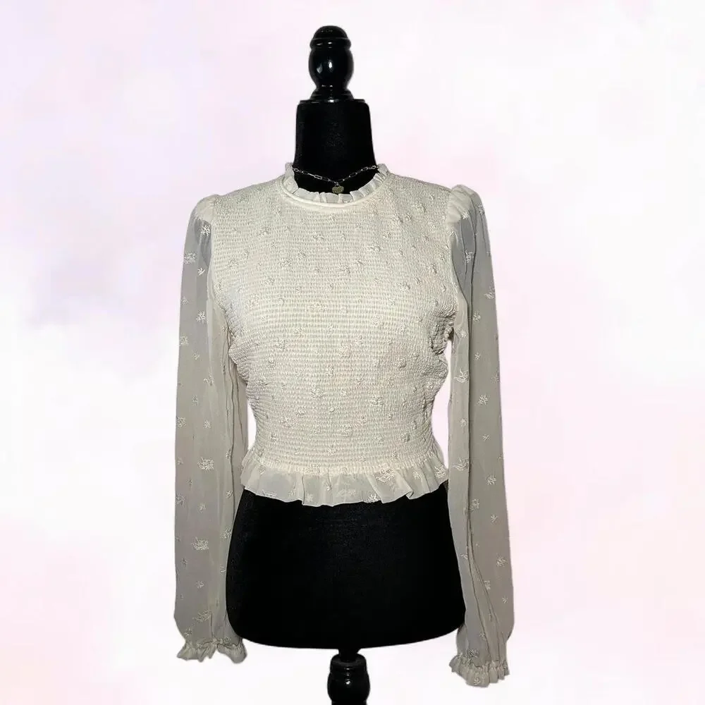 Aritzia Wilfred Cream White Blouse Minimalist Capsule - Picture 4 of 5